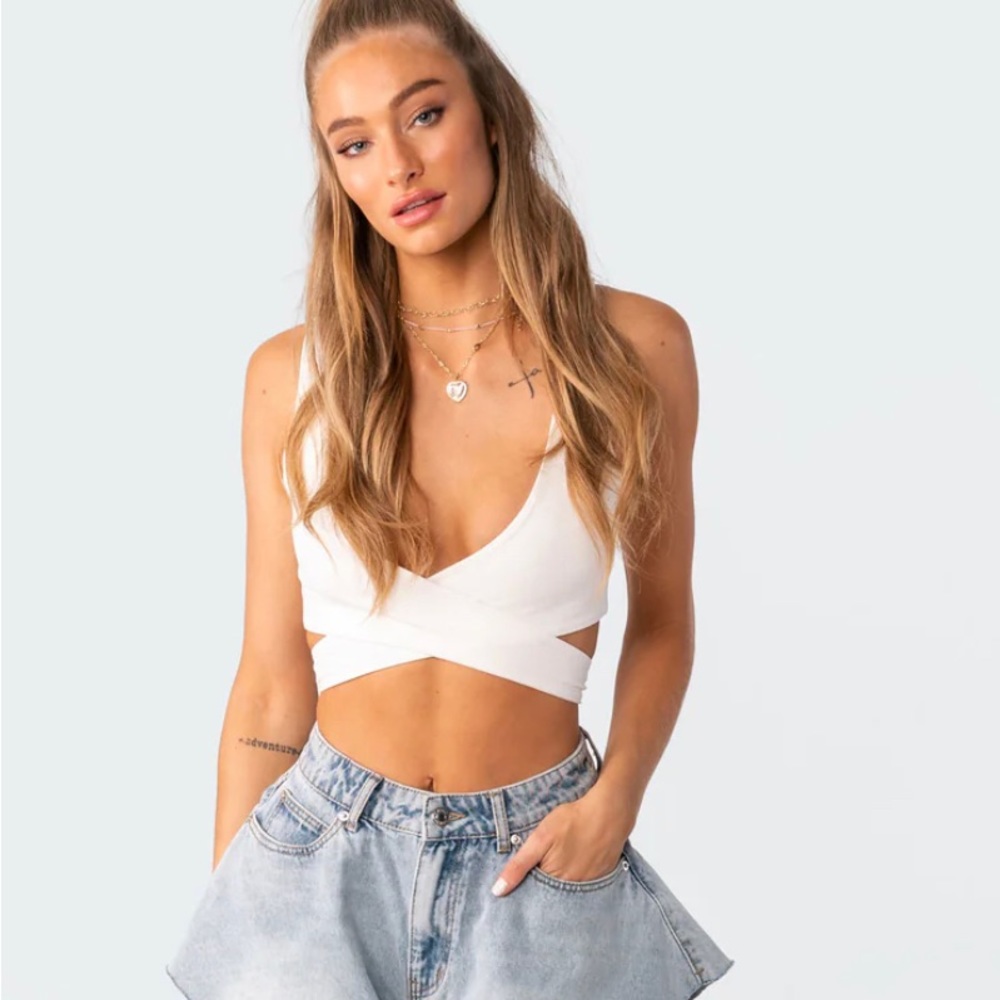 Edikted wrap crop tank top